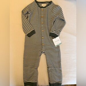 Little Planet Striped Green and White Kids One Piece